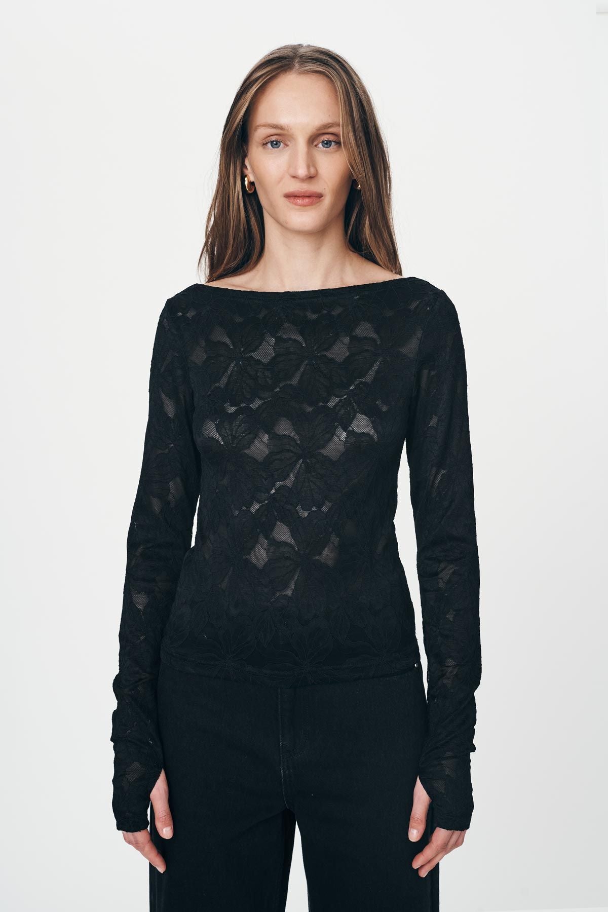 rowie the label - samantha lace top - noir