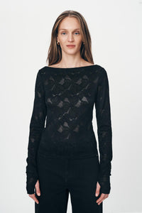 rowie the label - samantha lace top - noir