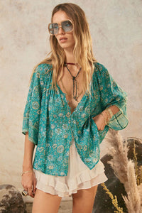 spell - elysian short sleeve blouse - jade