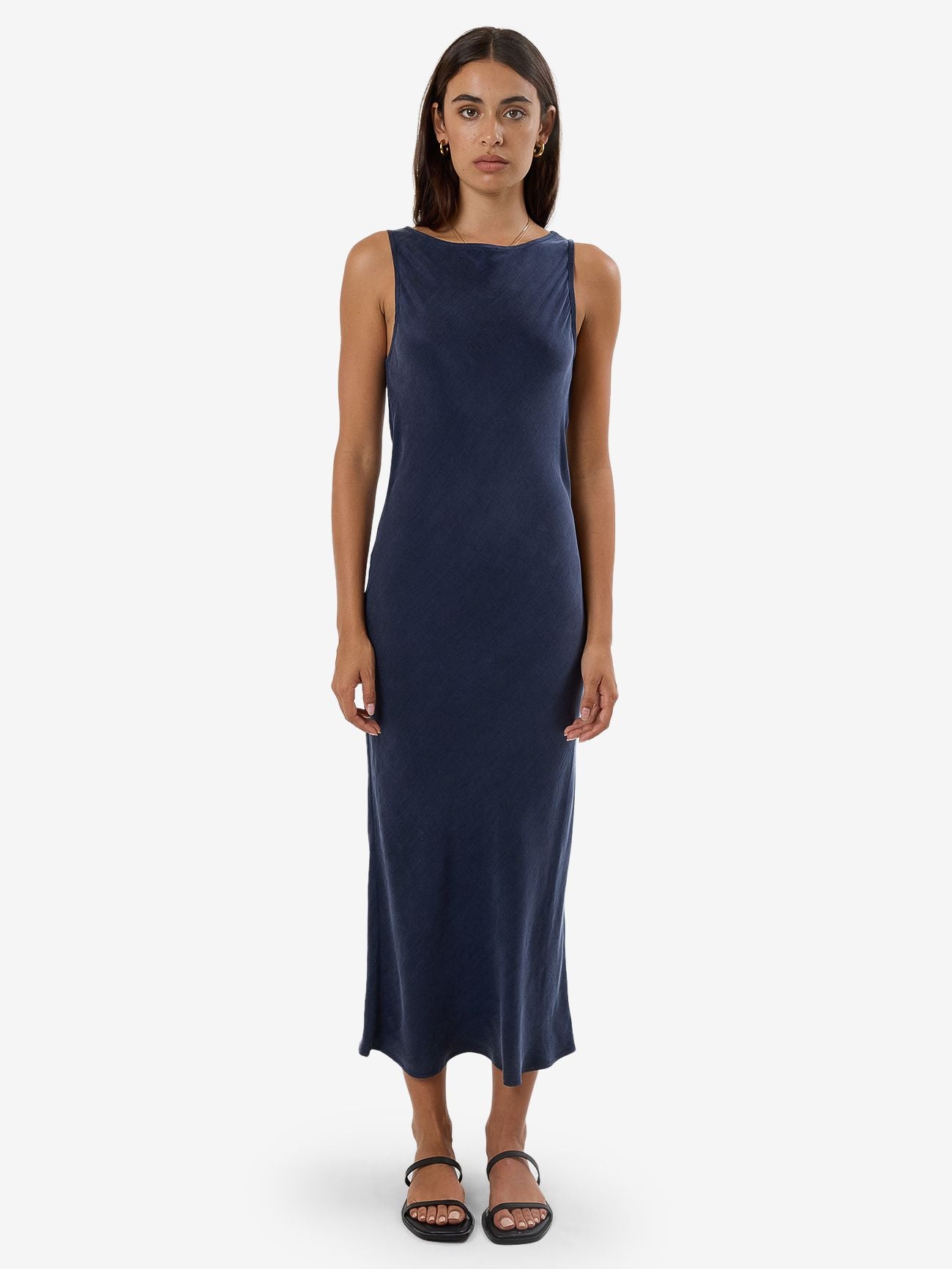 thrills -indigo slip dress - oxford blue