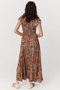 spell - mojave shirred gown - amber