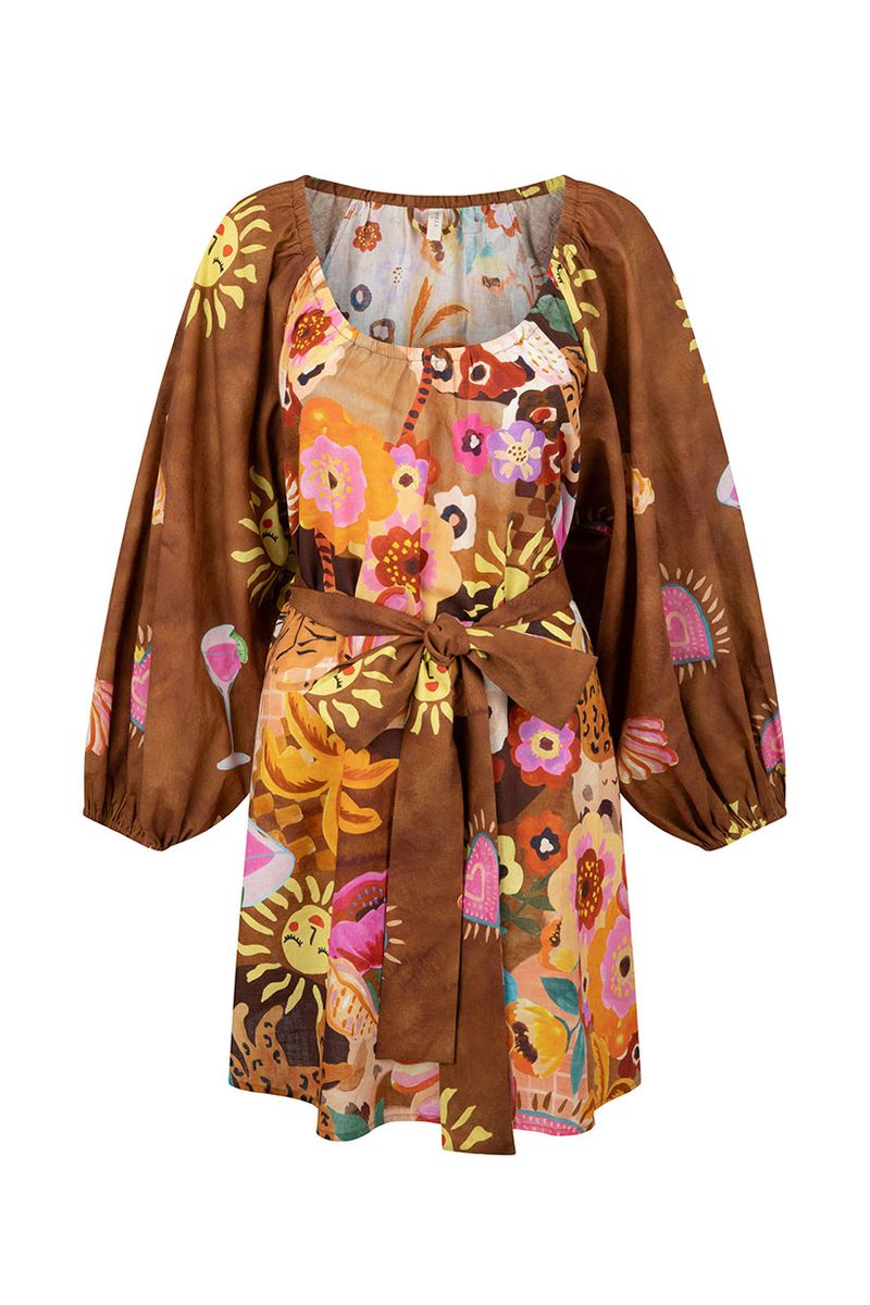 spell - birth of venus tunic dress - caramel