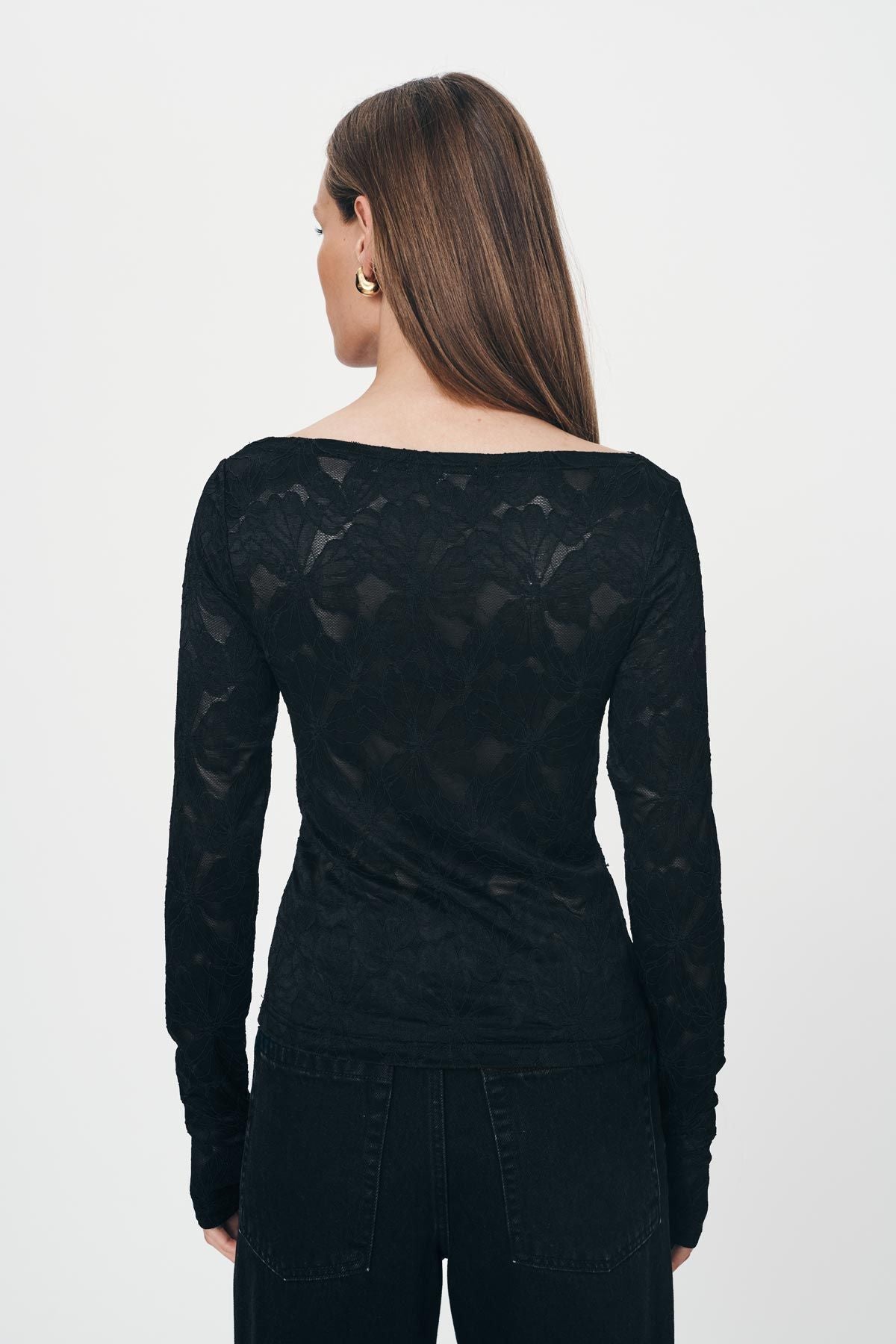 rowie the label - samantha lace top - noir