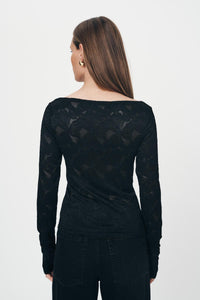 rowie the label - samantha lace top - noir