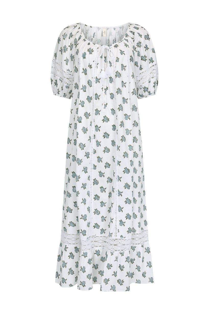 spell - fable block printed midi dress - wild poppy