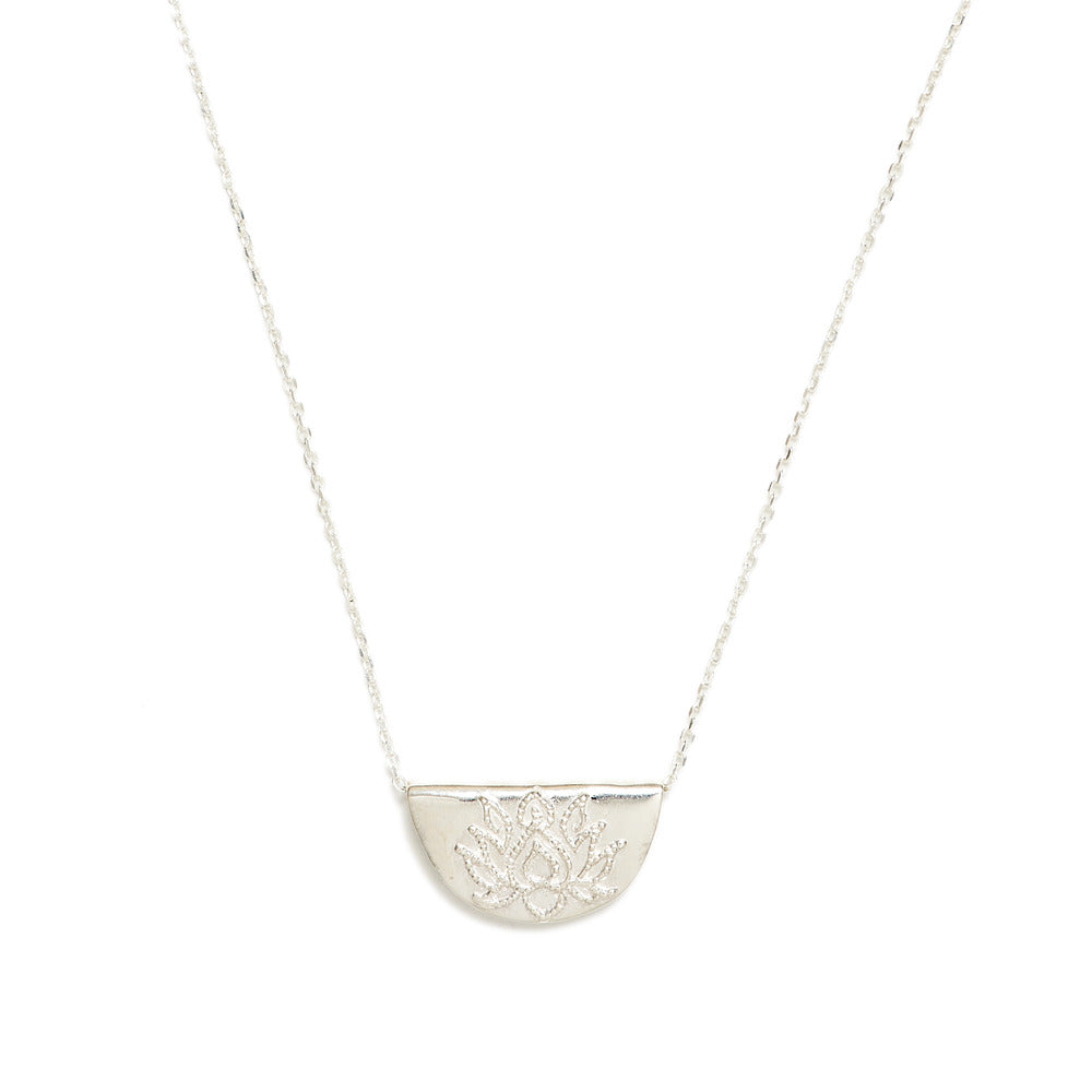 by charlotte - silver lotus short necklace