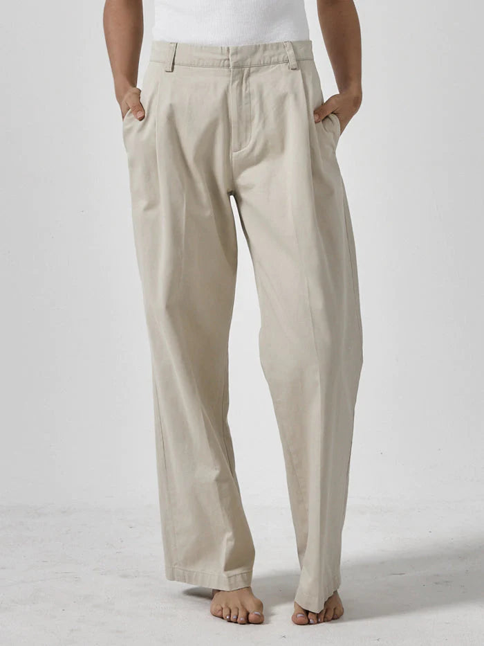 thrills - ivy mid rise pleated pants - parchment