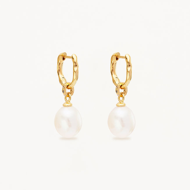 by charlotte - embrace stillness pearl hoops - gold