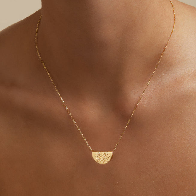 by charlotte - lotus short necklace - gold